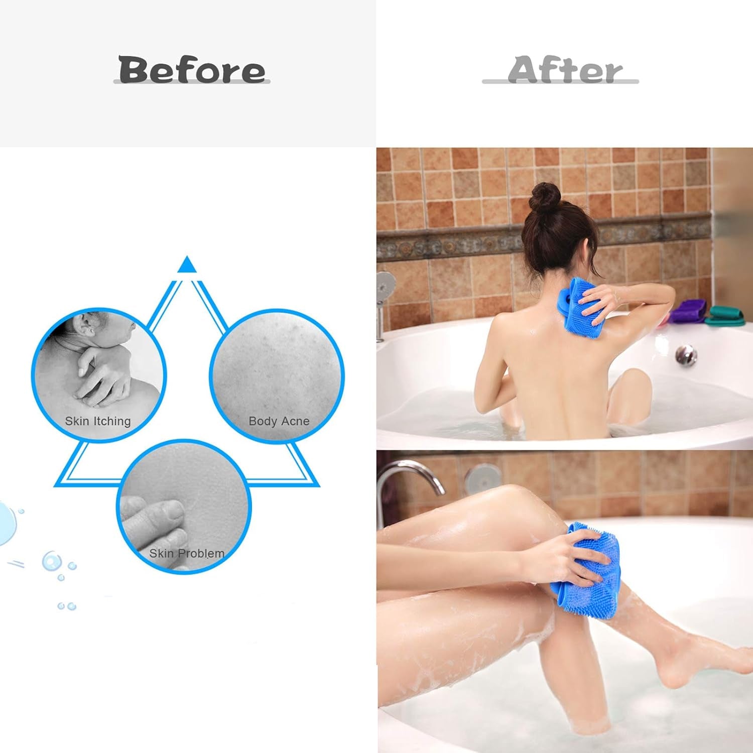Silicone Body Scrubber Silicone Bath Body Brush (1 Pc  25 Inch) Silicone Body Scrubber Silicone Bath Body Brush (1 Pc  25 Inch)